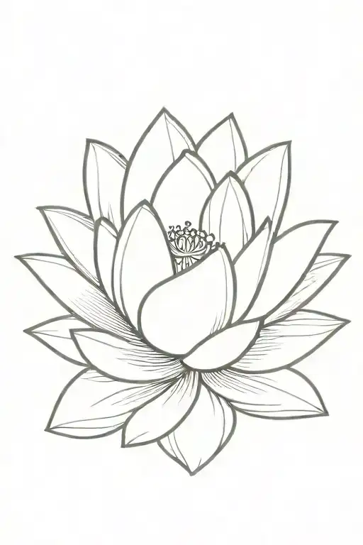 Single Lotus Flower White Ink