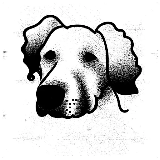 Curly Hair Dog Head Silhouette