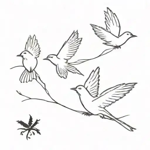 Minimalist Tattoo Of Three Little Bird Silhouettes Flying