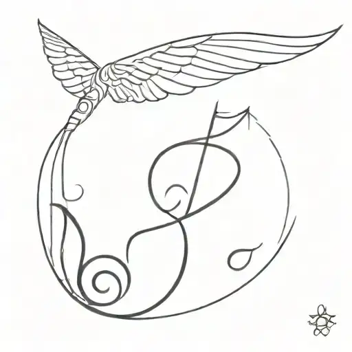 Music Note And Angle Wings