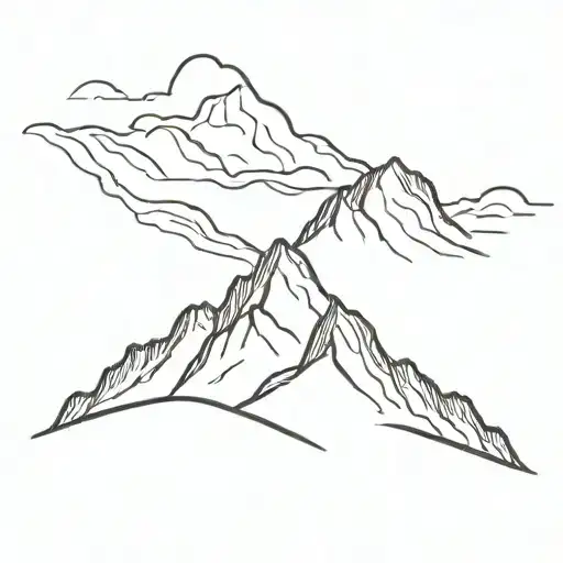 Simple Silhouette Of A Mountain Going Down To The Valley