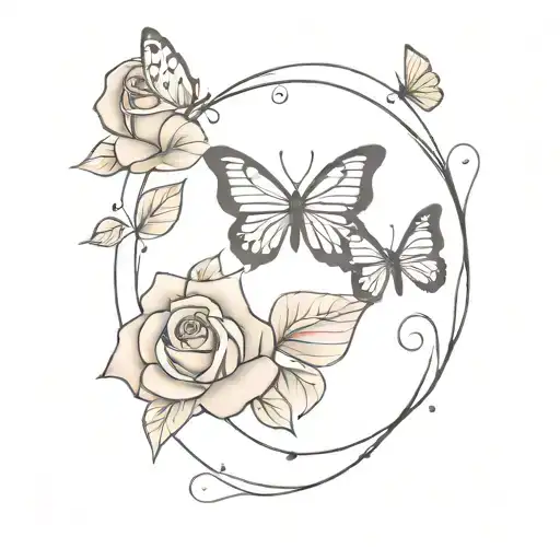 Two Butterfly And Rose