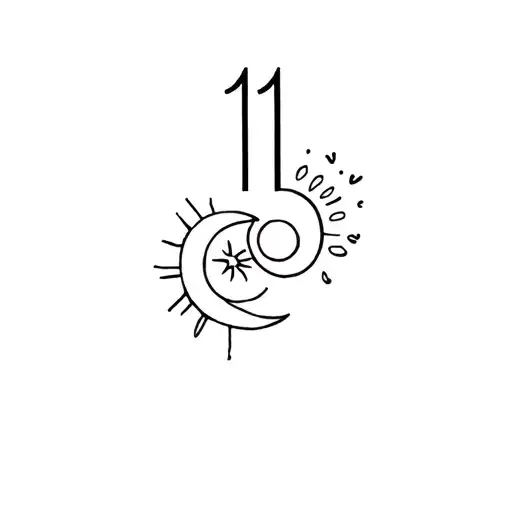 Partner Tattoo Number 11 And Sun And Moon
