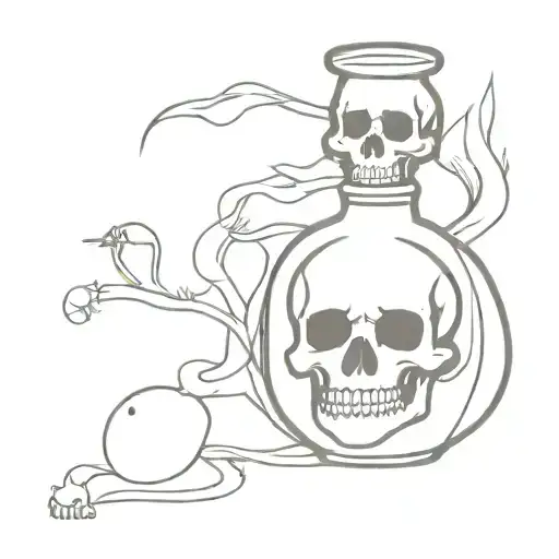 Potion Bottle Of Death With A Skull Adorned