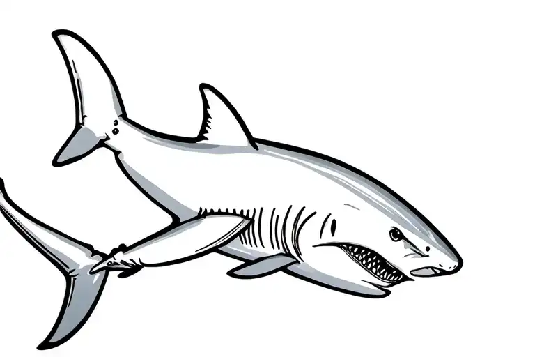 Regular Shark And Hammerhead Shark Fine Line