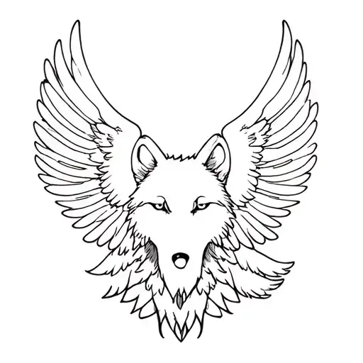Wolf With Eagle With Wings