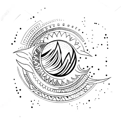 Solar Eclipse Black And White Fineline Abstract