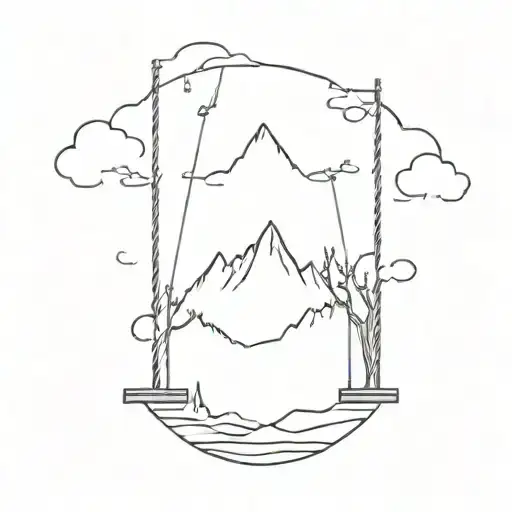 Swing With Mountains In Background