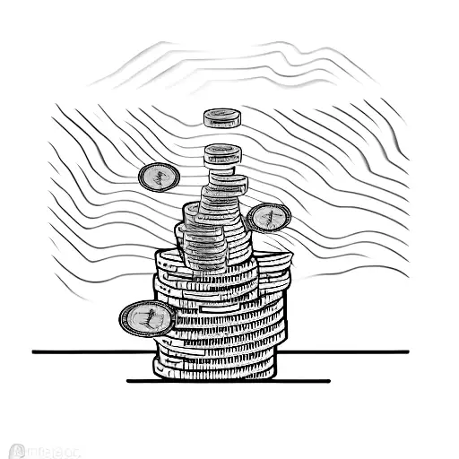 A Minimalist Tattoo Of A Stack Of Money Forming A Car Silhouette