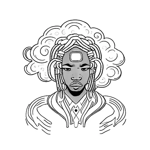 Black Skinned God With Dreadlocks On The Cloud