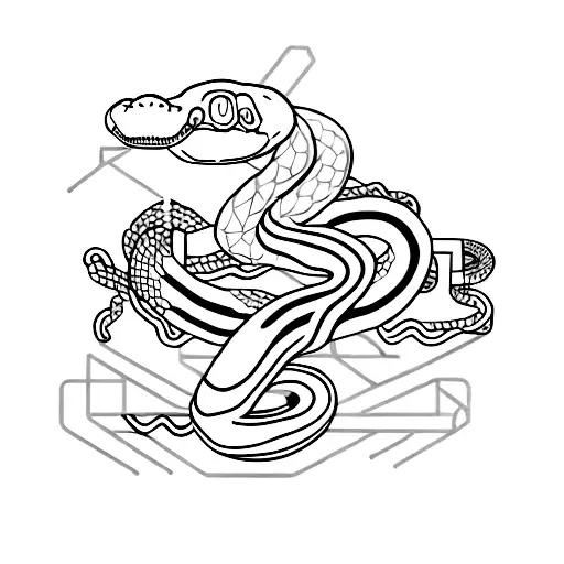 A Traditional-style Snake Coiled Around A Motherboard