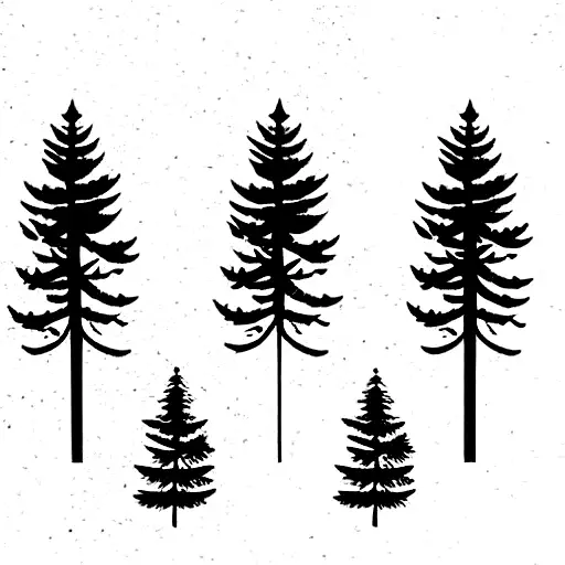 Four Pine Tree In Different Shapes