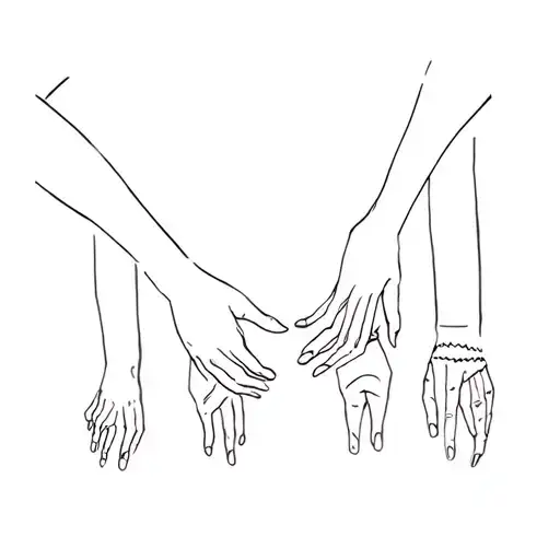 Abstract Hands Of A Family Of 5 Holding Hands Together