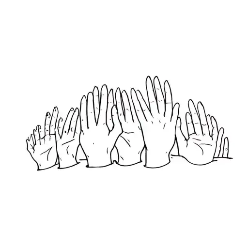 Abstract Hands Of A Family Of 5 On Top Of Each Other