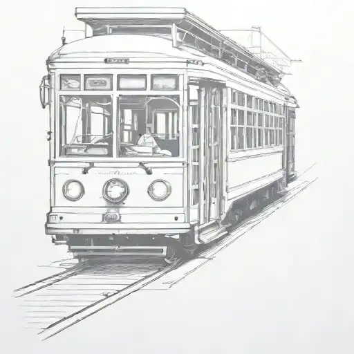 Simple New Orleans Streetcar Tattoo Stencil