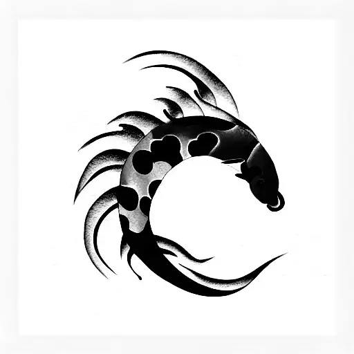 Koi Fish With Waves To Wrap Under Breast