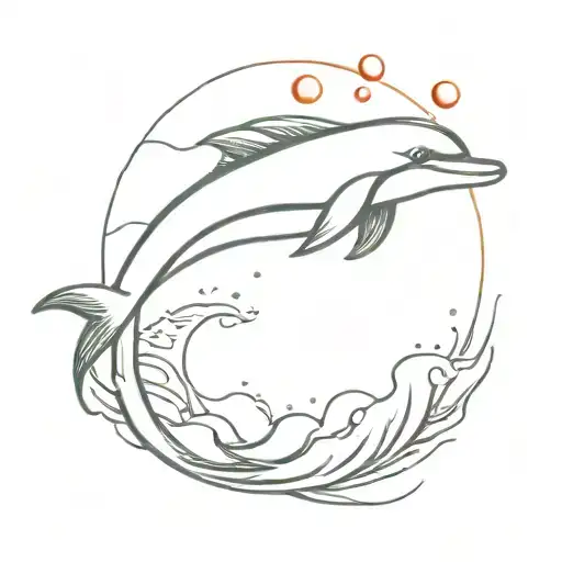 Simple Dainty Dolphin Jumping With Sun