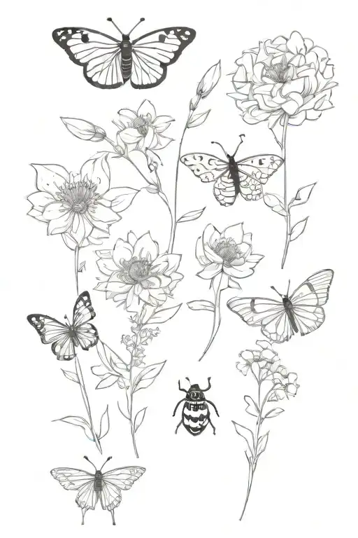 May Nov Jan Jan July Birth Flower Bouquet Butterfly Ladybird