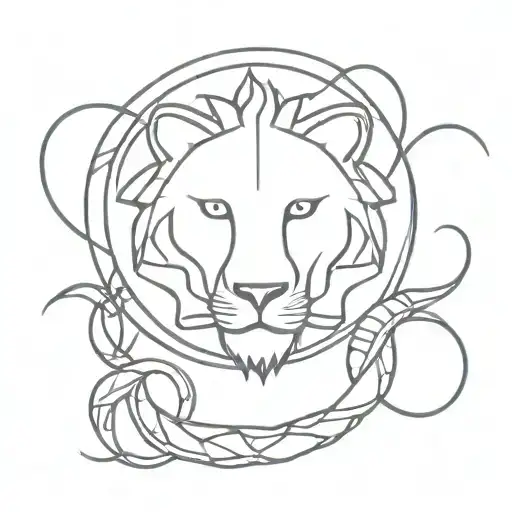 Lion Wolf Snake Intertwined