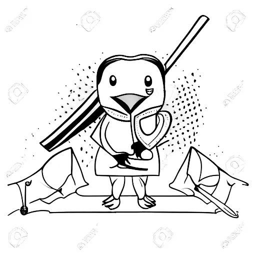 Penquin Holding A Bat