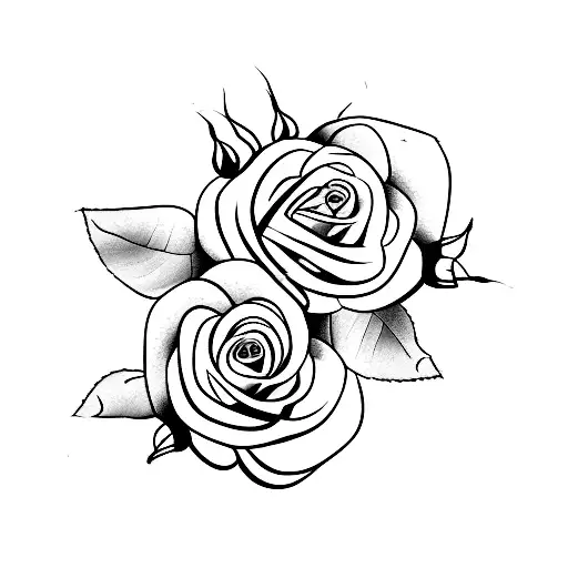 A Minimalist Tattoo Of A Rose Intertwined With Leaves
