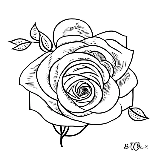 A Simplistic Design Showcasing A Single Rose And A Few Elegantly Placed Leaves