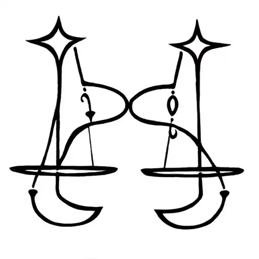 Libra And Aquarius Symbols Merging Together