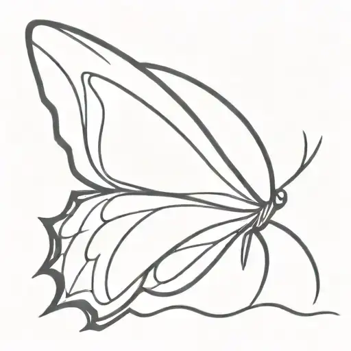 Butterfly With Black And White Wings Spread