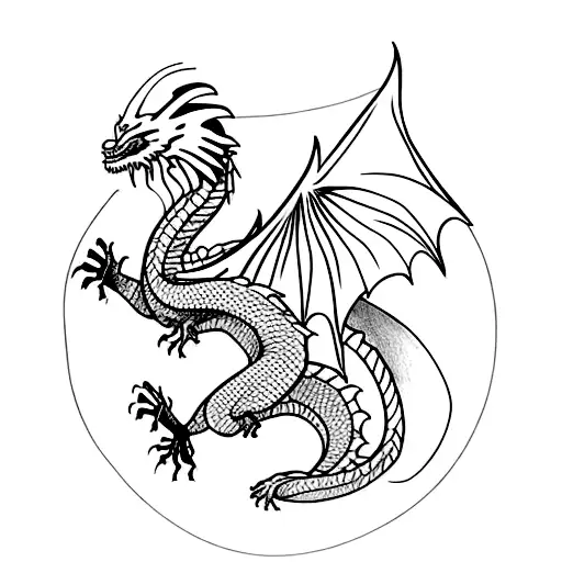 Dragon In A Fantasy Landscape