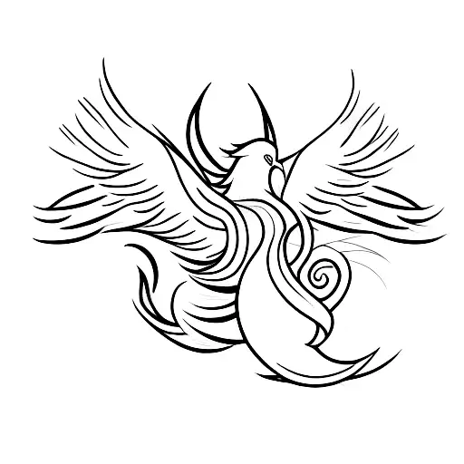 A Minimalist Tattoo Of A Phoenix Rising From A Coffee Cup