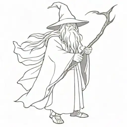 Gandalf Wandering Fine Line Work