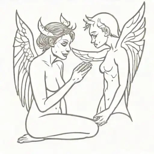 Gloomy Gray Guy Demon Protects Cheerful Girl Angel