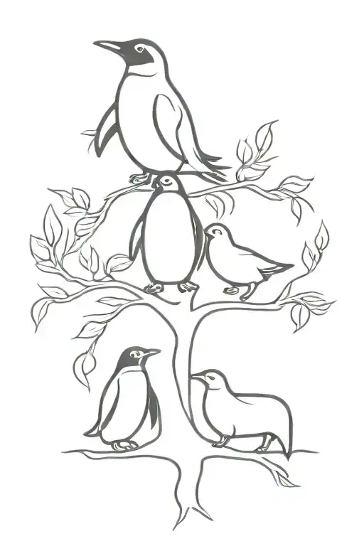 Family Tree With Penguin With Princess And A Bull