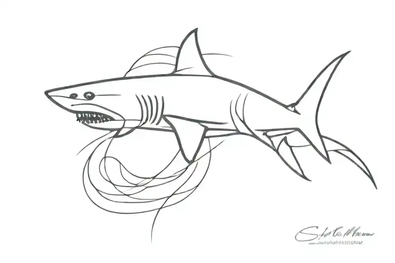 Shark Fins Intertwined With Ocean