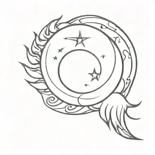 Sun And Moon Intertwined Symbolizing