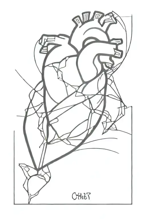 Cyber Heart Line Drawing