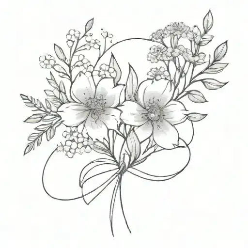 Wildflower Boquet Held Together By Ribbon