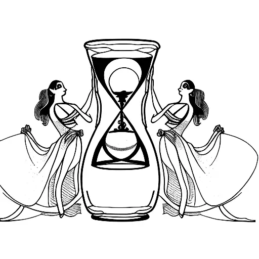 Hourglass With Two Dancers On Left And Right