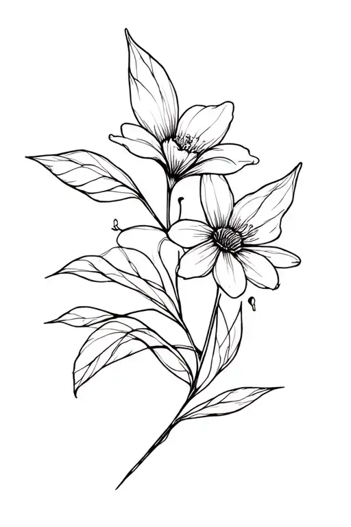 Fine Capucine Flowers Abstract Line