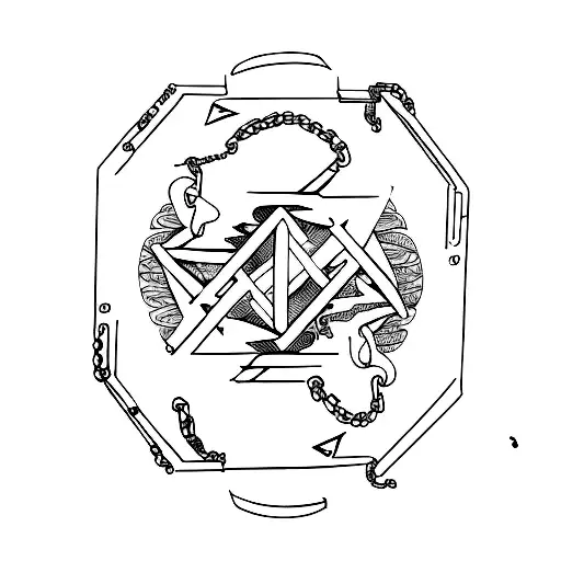 Chained Hand With Moon And Virgo Sign