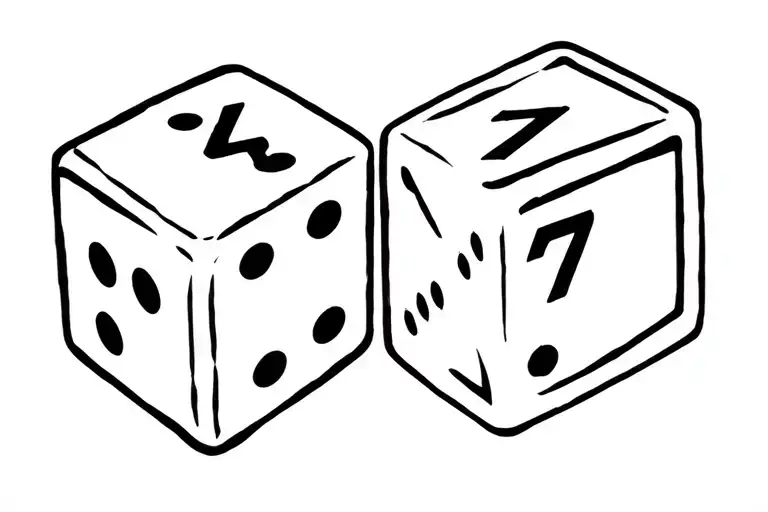 Tramp Stamp Tattoo That Embodies With Dice That Have The Numbers 4 And 7