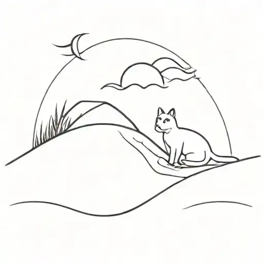 A Sand Dune With A Cat Lurking Over It Showing It Face And It Paws