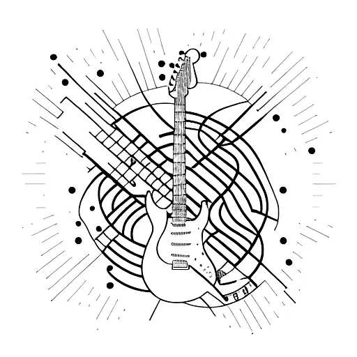 A Minimalist Design Of An Electric Guitar With Juice Wrld's Lyrics As The Strings