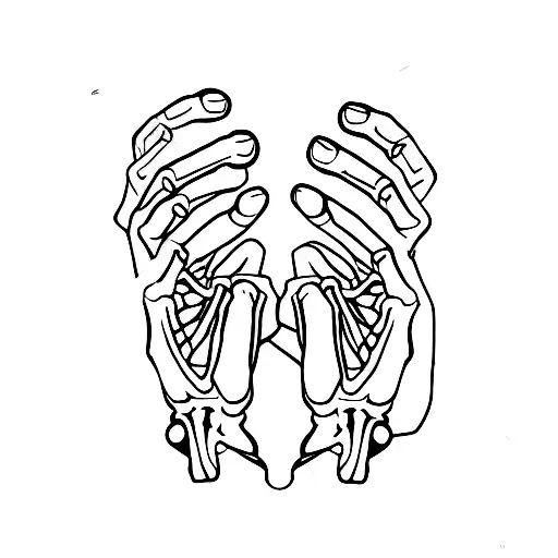 Skeleton Hand And Real Hand Reaching Out To Eachother