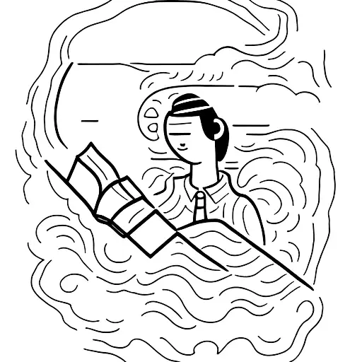 A Sketch-style Tattoo Of A Teacher Holding A Book With The Seine River Flowing Through The Pages