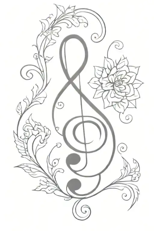 A Music Note Made Of Intricate Floral Patterns