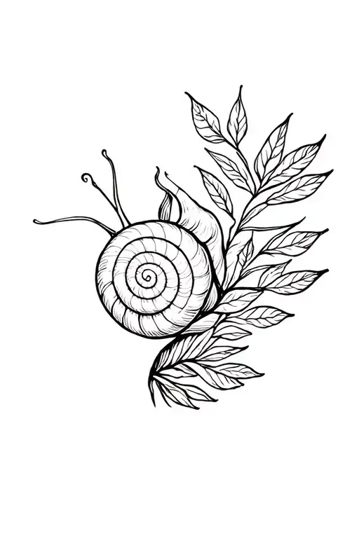 African Snail Among Plants And Leaves