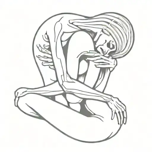 Skeleton Hugging Nude Woman