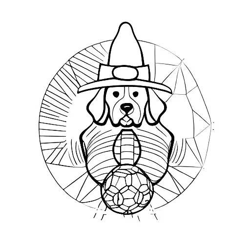 A Minimalist Silhouette Of A Dog Playing Soccer On The Beach At Sunset