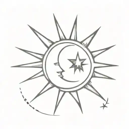 Sun And Moon Together Small For The Shoulder